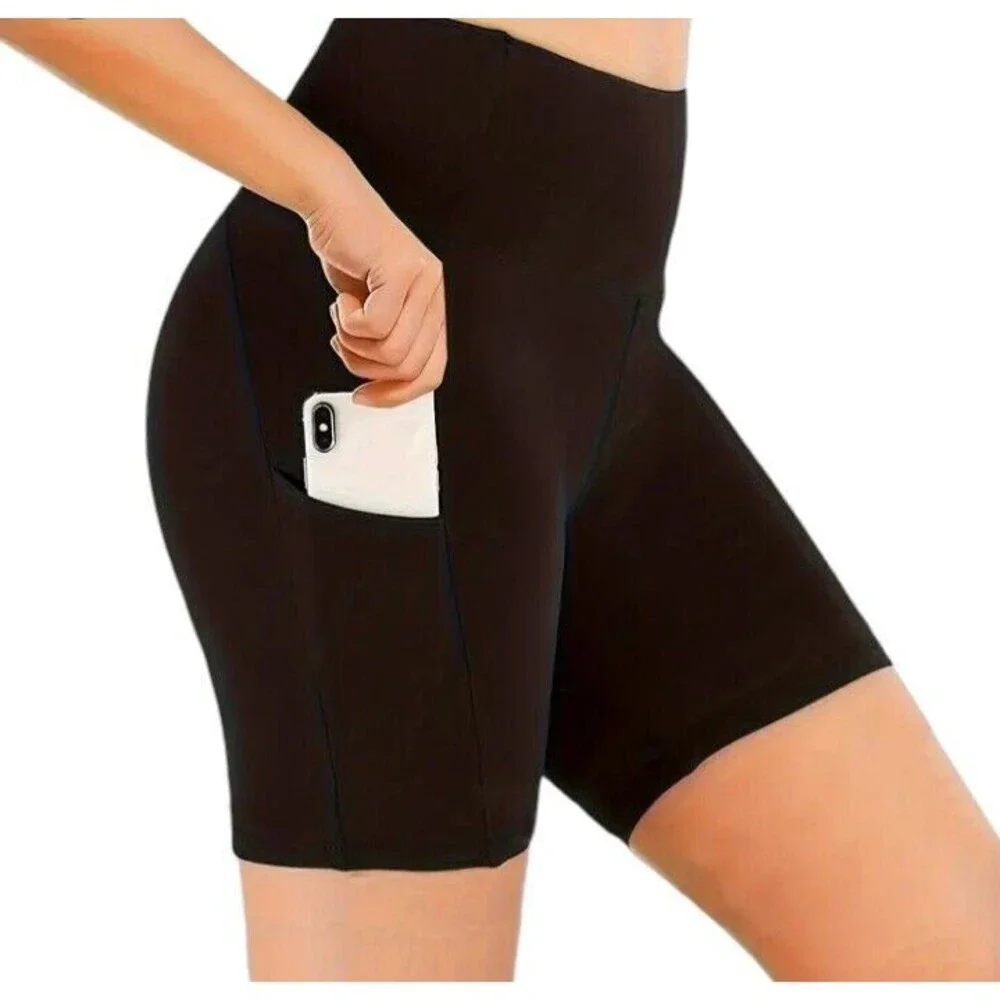 Women's (Workout)-(Leggings)-(Shorts)-(With Pocket)-(Black)-(Size XL)-(New)-$20 - Picture 1 of 6